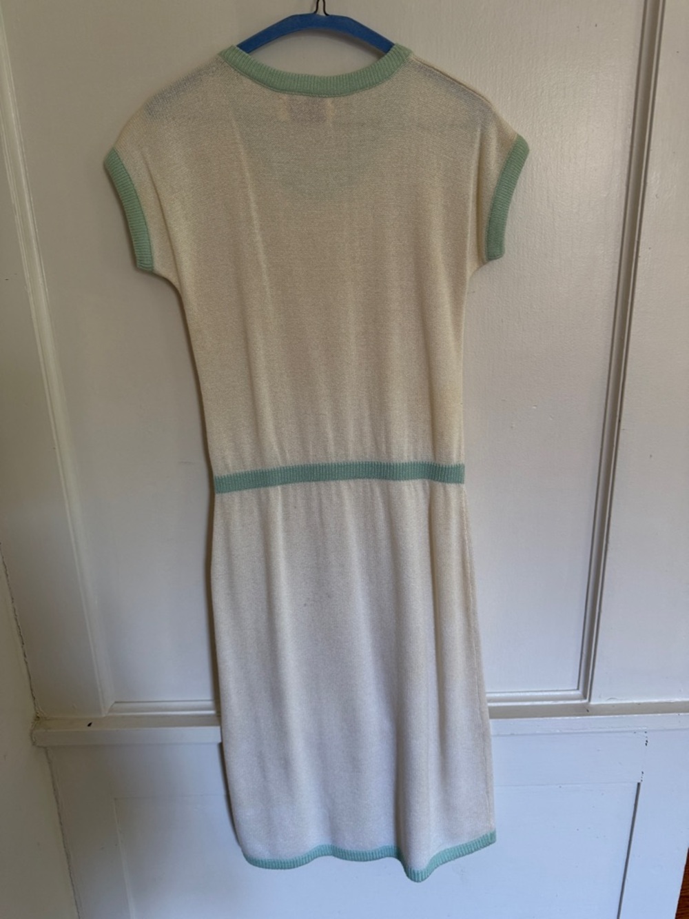 Laura by Alysia Cream Dress with Mint Trim Accents vintage - Picture 6 of 6